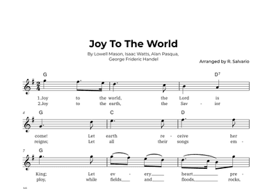Joy To The World (Key of G Major) (arr. R. Salvario)