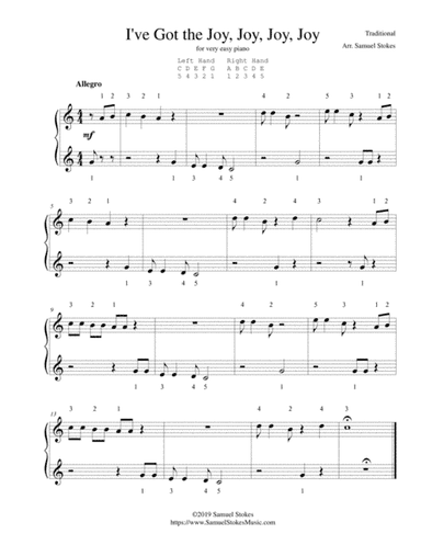 I've Got the Joy, Joy, Joy, Joy - for very easy piano (arr. Samuel Stokes)