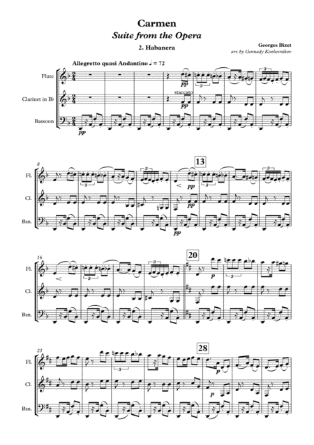 Georges Bizet, Suite from opera "Carmen", 2nd movement, "Habanera" (arr. Gennady Kozhevnikov)