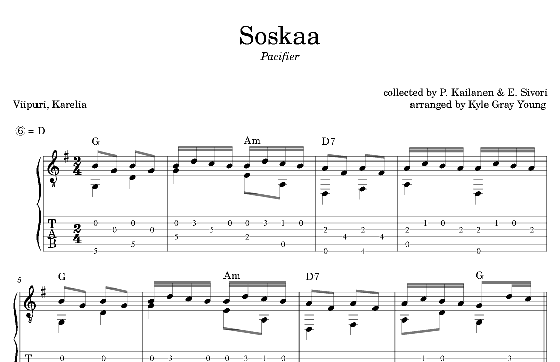 Soskaa (Pacifier) (guitar tab) (arr. Kyle Gray Young)