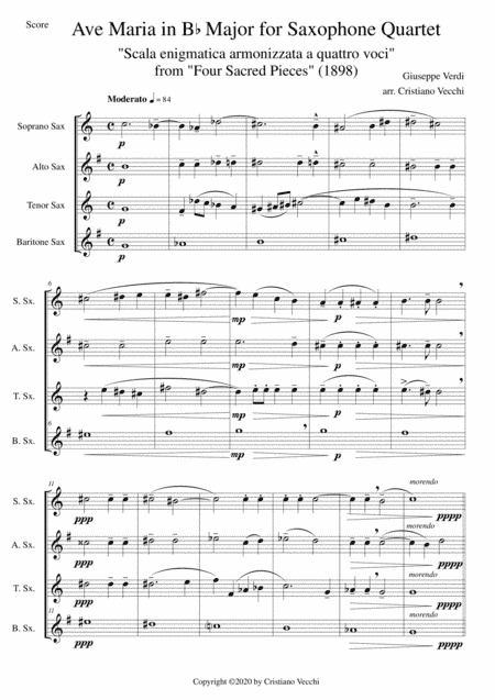 Ave Maria in Bb Major for Saxophone Quartet (arr. Cristiano Vecchi)