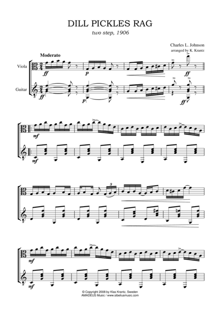 Dill Pickles Rag for viola and guitar (arr. Amadeus Music)