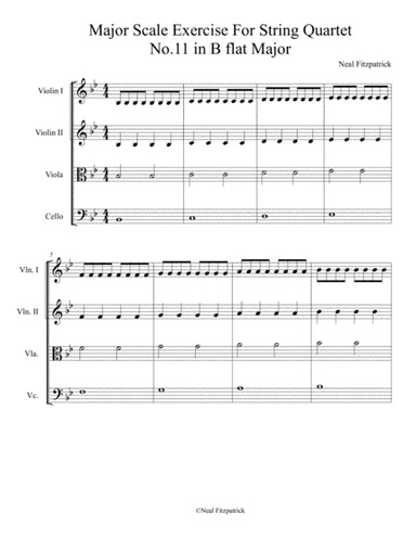Major Scale Exercise For String Quartet No.11 in B flat Major