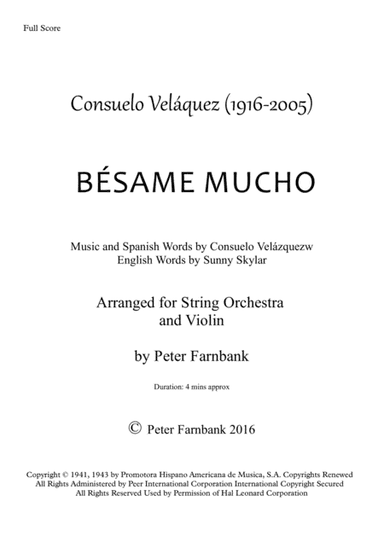 Besame Mucho (Kiss Me Much) (arr. Peter Farnbank)