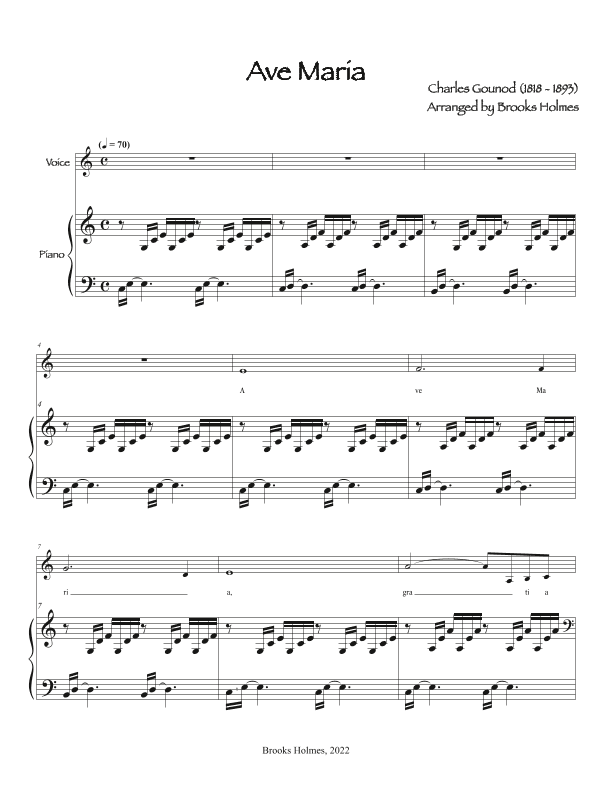 Ave Maria (Bach/Gounod) in C (arr. Brooks Holmes)