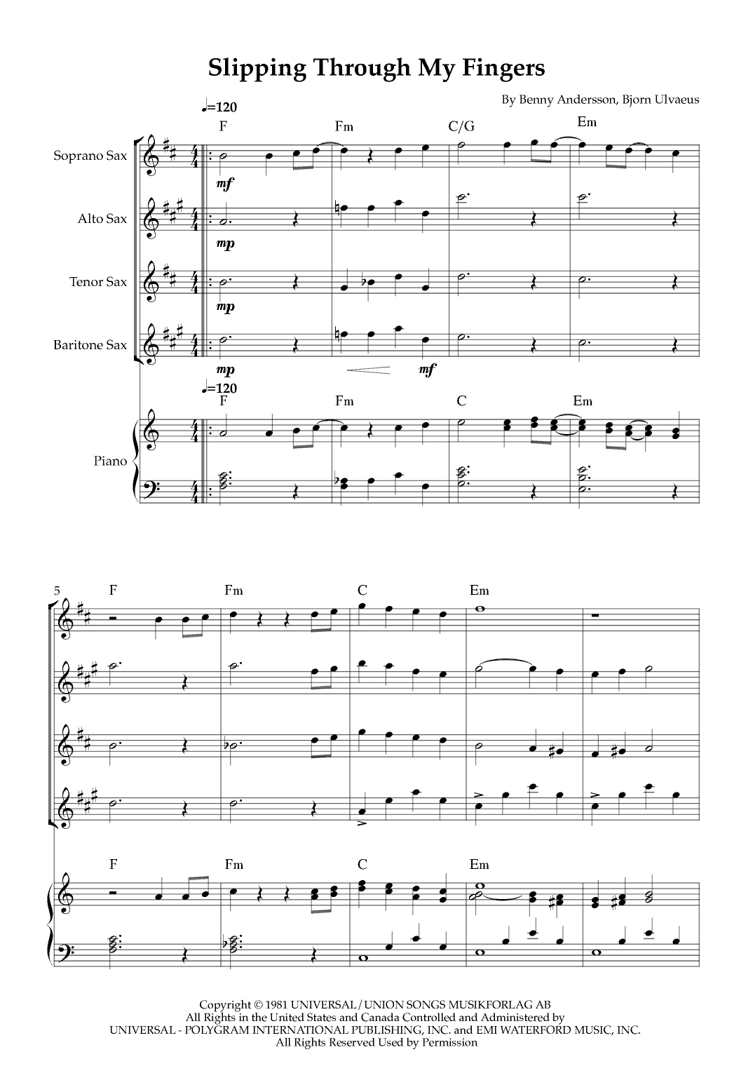 Slipping Through My Fingers (arr. Karen Gueiros)