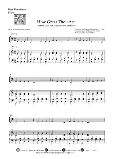 How Great Thou Art - "O store Gud." - Easy Bass Trombone and Piano (arr. Daniel H Rosa)