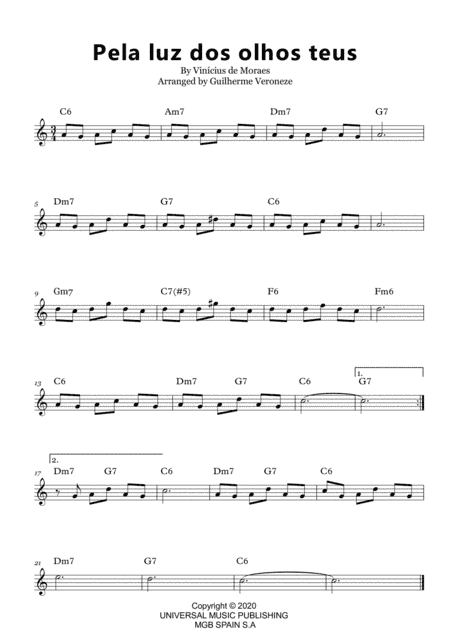 Pela Luz Dos Olhos Teus (arr. Guilherme Veroneze)