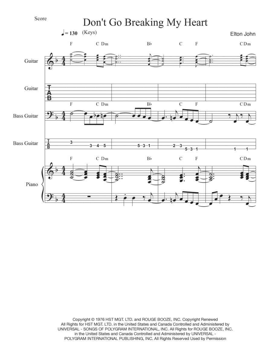 Don't Go Breaking My Heart (arr. Mark McCarron)