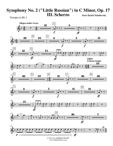 Tchaikovsky Symphony No. 2, Movement III - Trumpet in Bb 2 (Transposed Part), Op. 17 (arr. Doug Clyde)