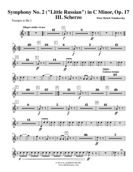 Tchaikovsky Symphony No. 2, Movement III - Trumpet in Bb 2 (Transposed Part), Op. 17 (arr. Doug Clyde)