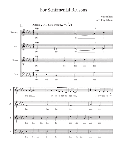 (i Love You) For Sentimental Reasons (arr. Troy Lebane)