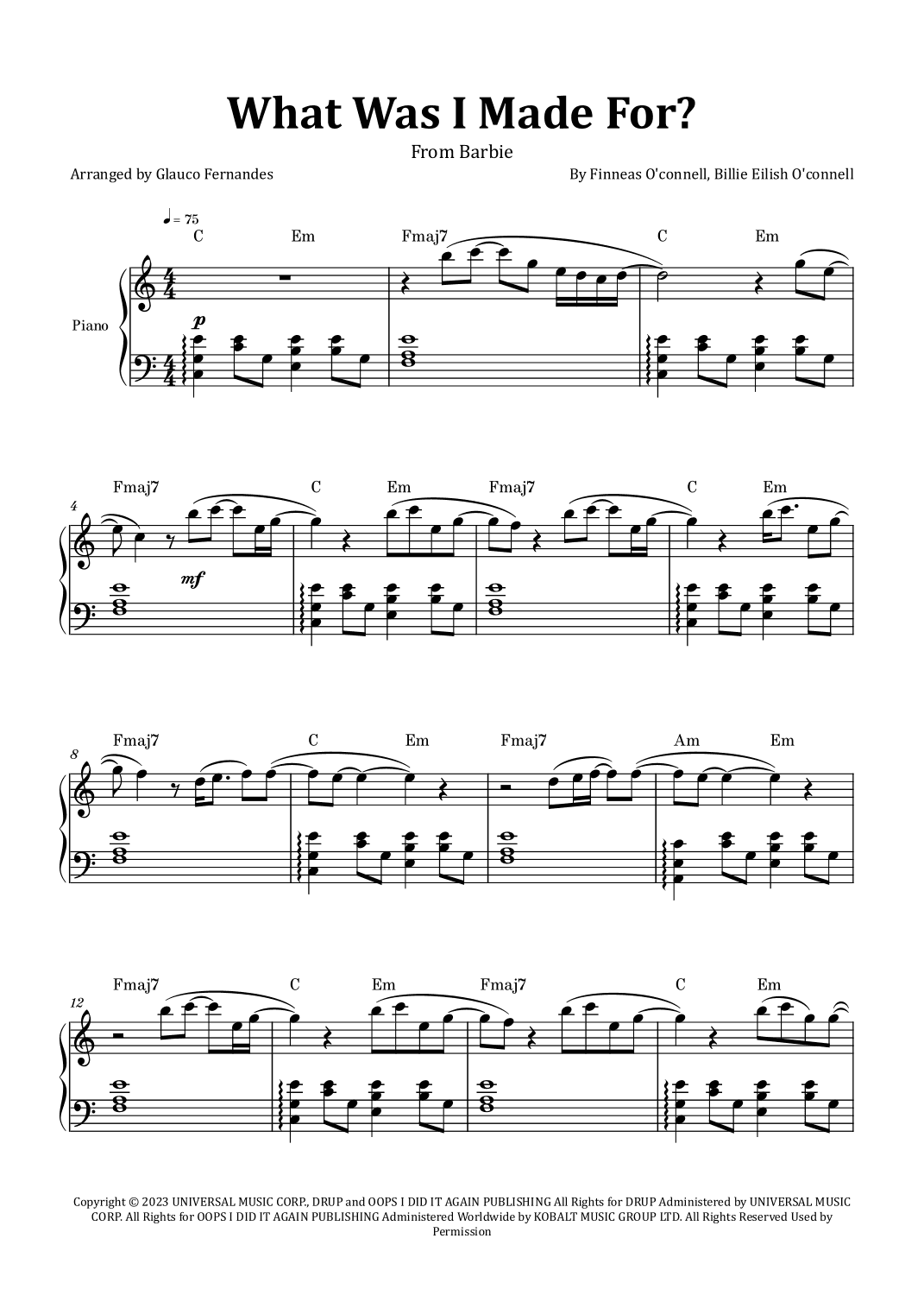 What Was I Made For? (arr. Glauco Fernandes)