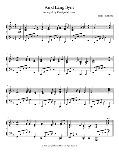 Auld Lang Syne - piano solo (arr. Carolyn Medrano)
