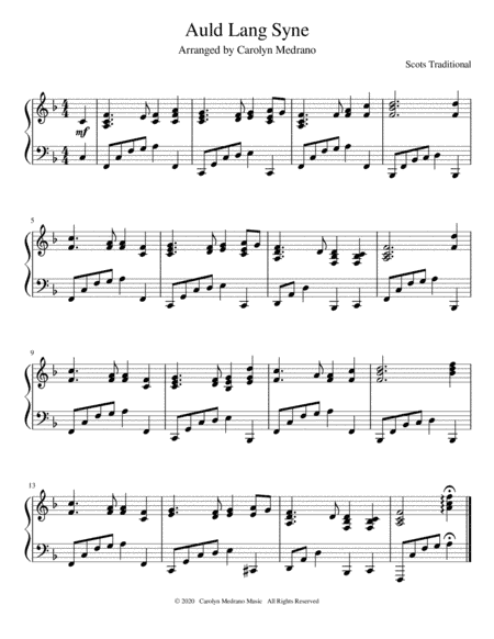 Auld Lang Syne - piano solo (arr. Carolyn Medrano)
