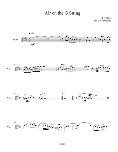 Air on the G String (Viola Solo) (arr. B. C. Dockery)