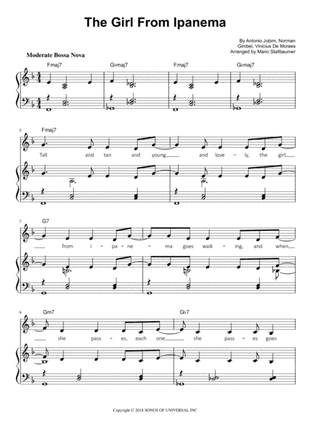 The Girl From Ipanema (garôta De Ipanema) (arr. Mario Stallbaumer)