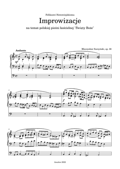 Improvisations on the Polish sacred song “Holy God”, Op. 38 (arr. Ascalon)