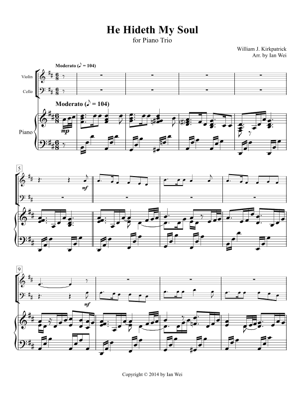 He Hideth My Soul for Piano Trio (arr. Ian Wei)