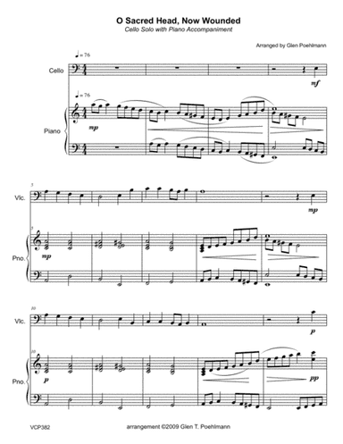 O SACRED HEAD NOW WOUNDED - CELLO SOLO with Piano Accompaniment (arr. Glen Poehlmann)