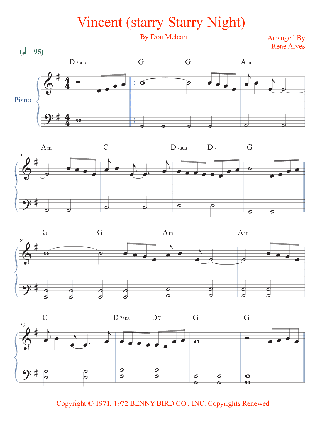 Vincent (starry Starry Night) (arr. Rene Alves)