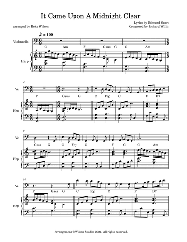 It Came Upon a Midnight Clear--cello/harp duet (arr. Beka Wilson)