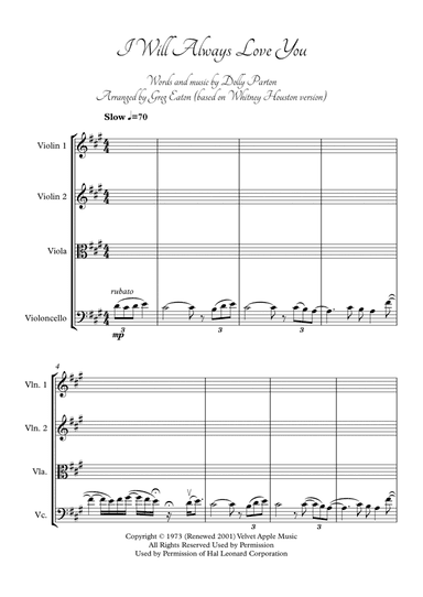 I Will Always Love You (arr. Greg Eaton)
