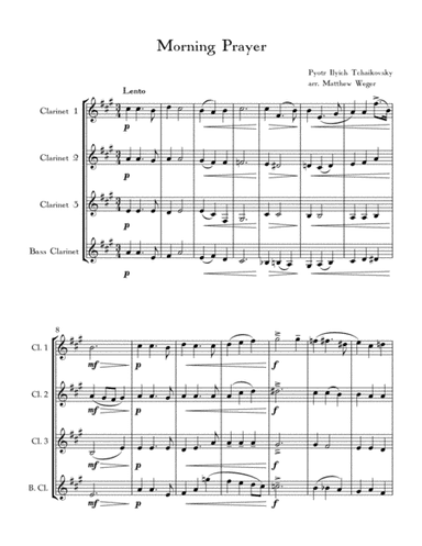 Morning Prayer - Clarinet Quartet (arr. Matthew Weger)