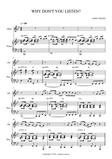 I Need To See Him for Oboe and Piano