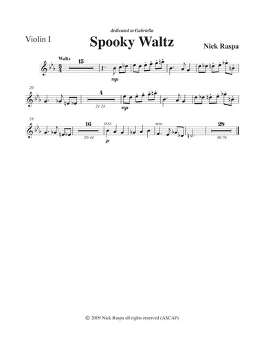 Three Dances for Halloween - Violin 1 part
