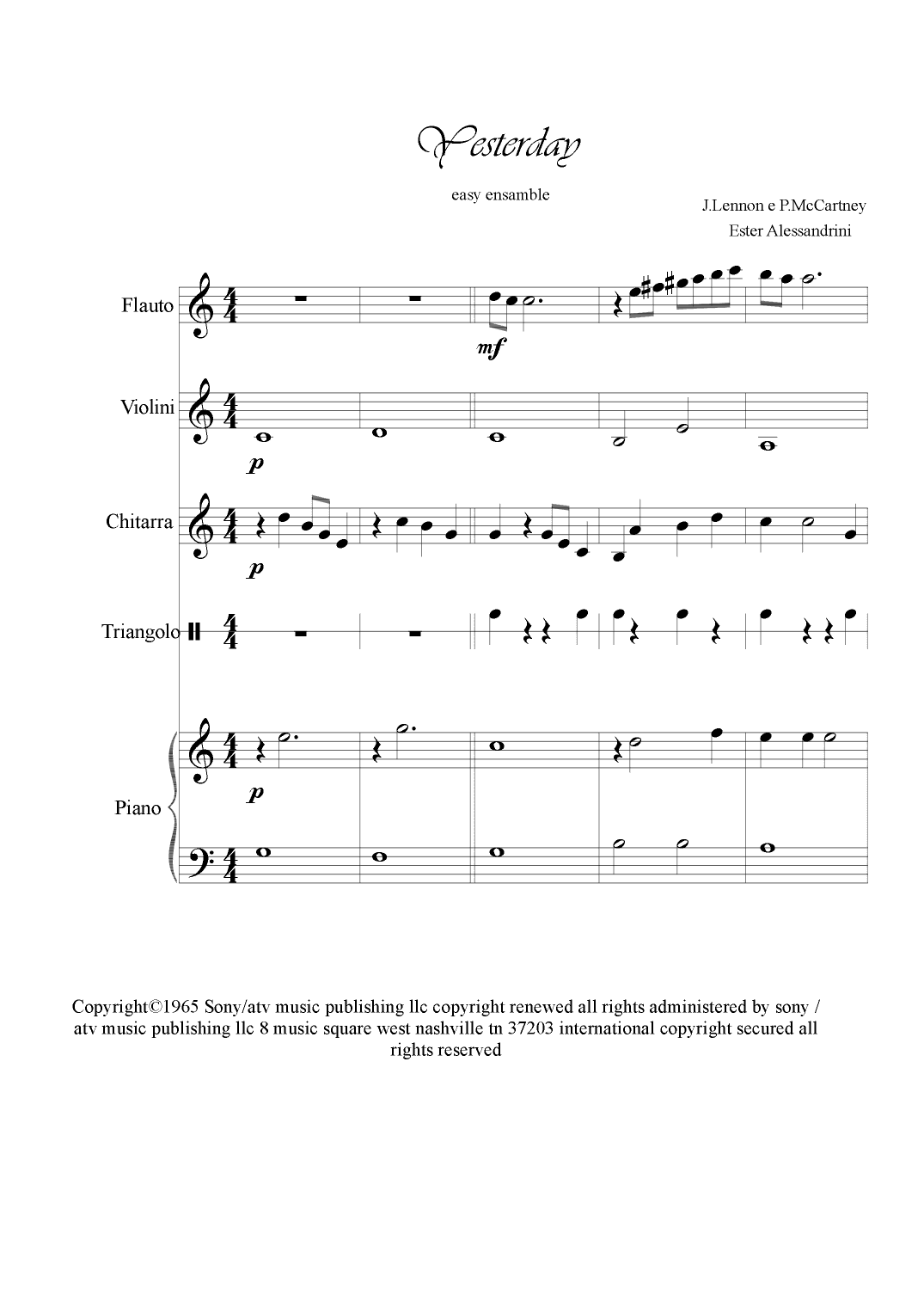 Yesterday (arr. Ester Alessandrini)