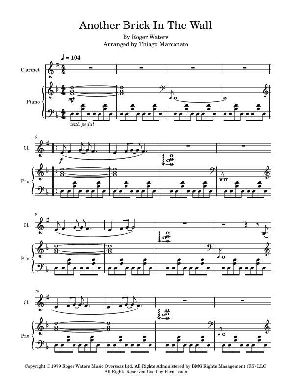 Another Brick In The Wall (arr. Thiago Marconato)