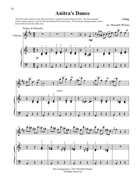 Classical Duets for Clarinet & Piano:  Anitra's Dance (arr. Meredith Whelan)