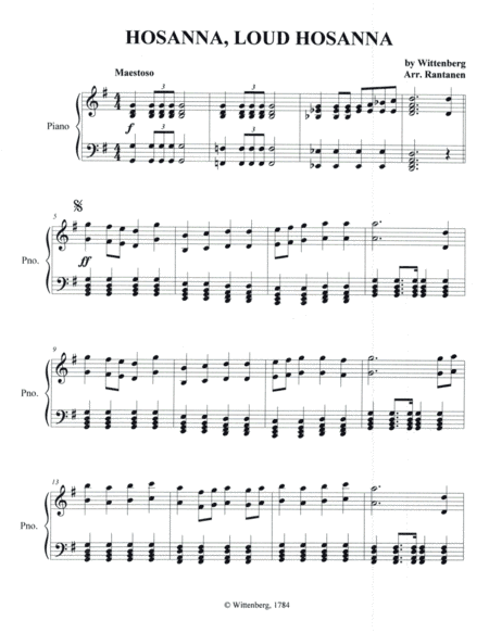 Hosanna, Loud Hosanna (arr. Rowena Rantanen)