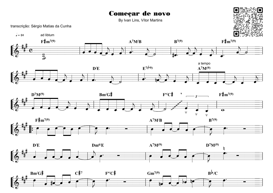 Comecar De Novo (arr. Piano)