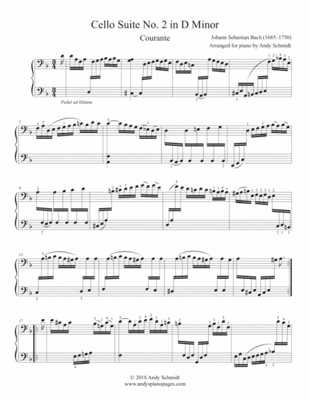 Bach Cello Suite No. 2 in D Minor-Courante (arr. Andy Schmidt)