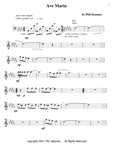 Ave Maria - alto flute-cello duet