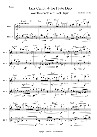 Jazz Canon 4 for Flute Duo