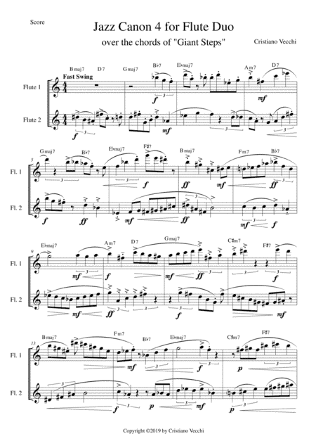 Jazz Canon 4 for Flute Duo