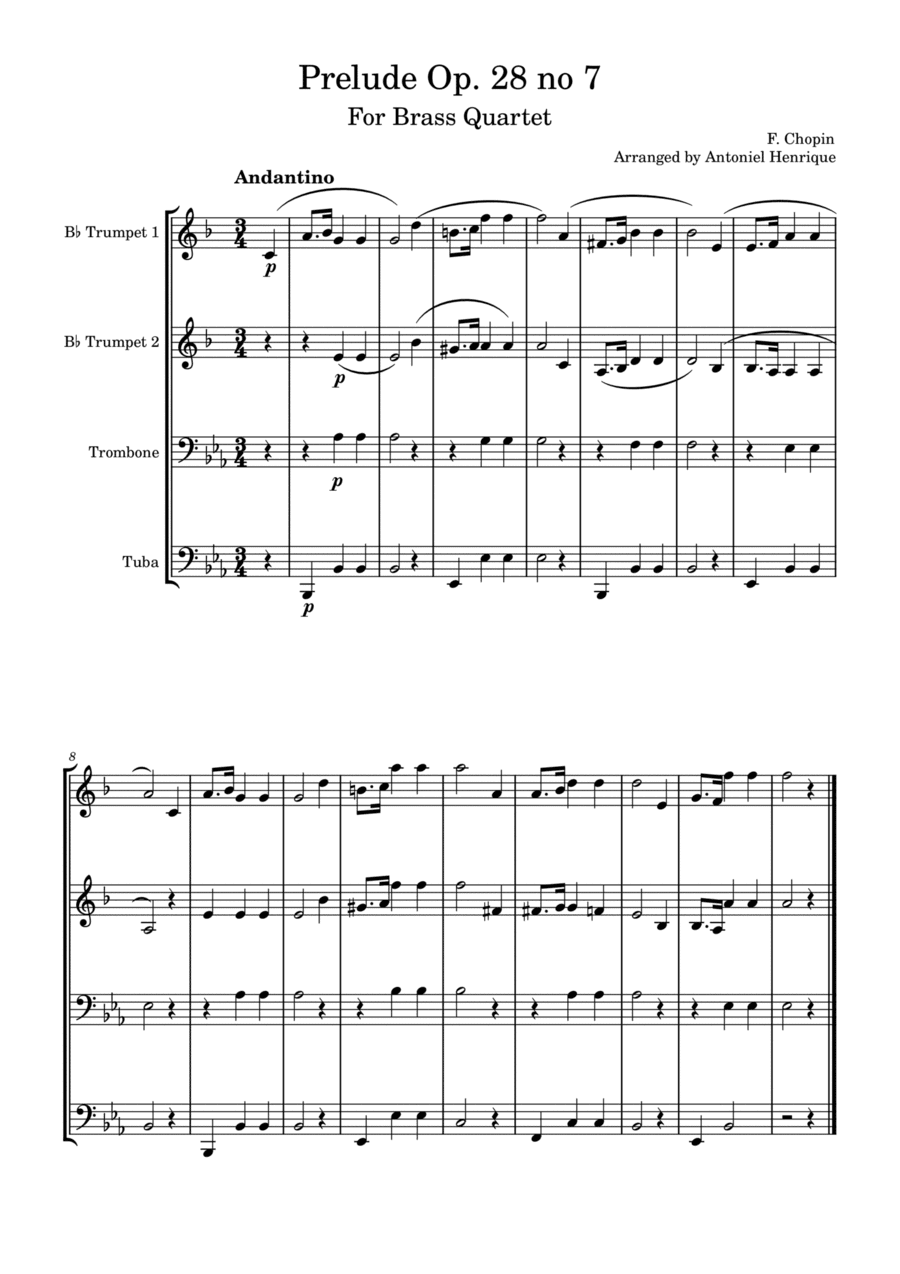 Prelude Op. 28 no 7 for Brass Quartet (arr. Antoniel Henrique)