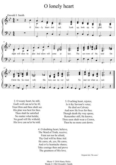 O lonely heart. A new tune to a wonderful Oswald Smith poem.