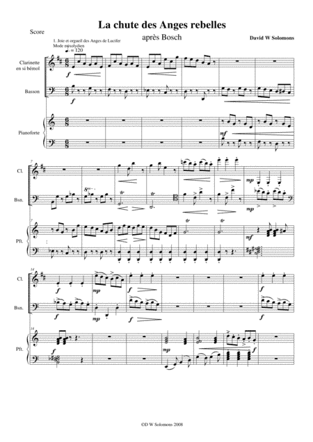La Chute des Anges rebelles - The Fall of the rebel Angels - for clarinet, bassoon and piano