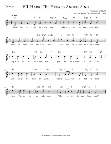 Hark! The Herald Angles Sing for Tenor Voice (arr. Christopher Esther)