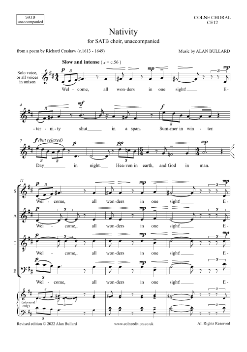 Nativity (Christmas Carol for SATB unaccompanied)