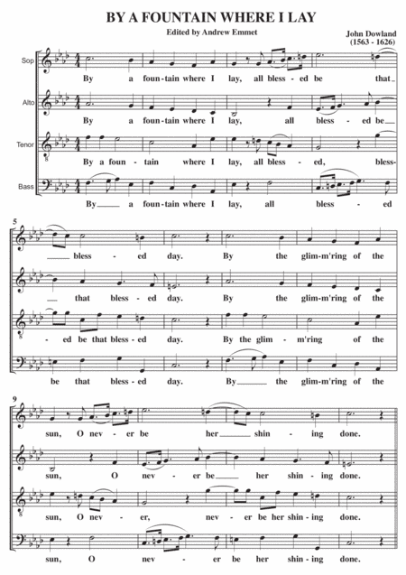 By A Fountain Where I Lay A Cappella SATB (arr. Edited by Andrew Emmet)