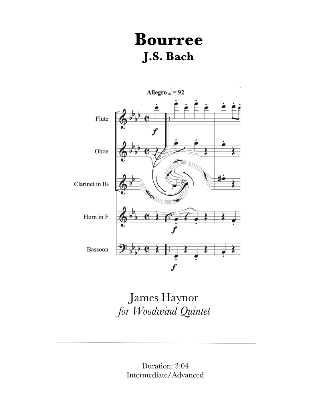 Bourree form the Second Violin Sonata for Woodwind Quintet (arr. James Haynor)
