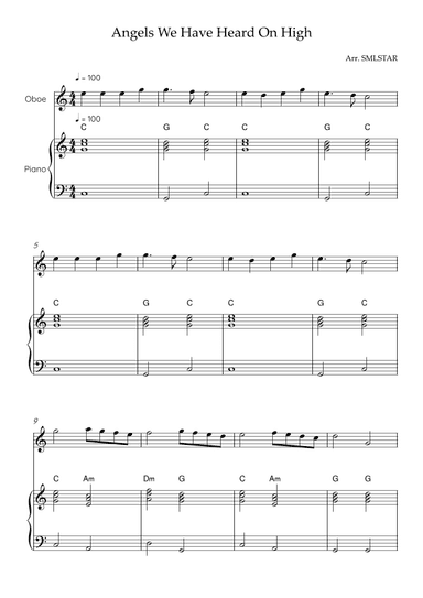 Angels We Have Heard On High OBOE and PIANO (arr. SMLStar)