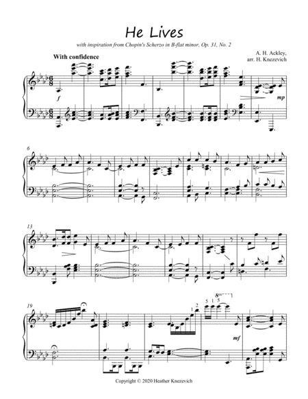 He Lives - advanced piano - in the style of Chopin (arr. Heather Knezevich)