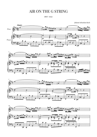 Bach: Air on the G String for Flute and Piano (arr. Cadenza Editions)