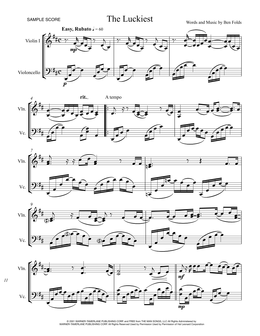 The Luckiest (arr. Sherry Lewis)